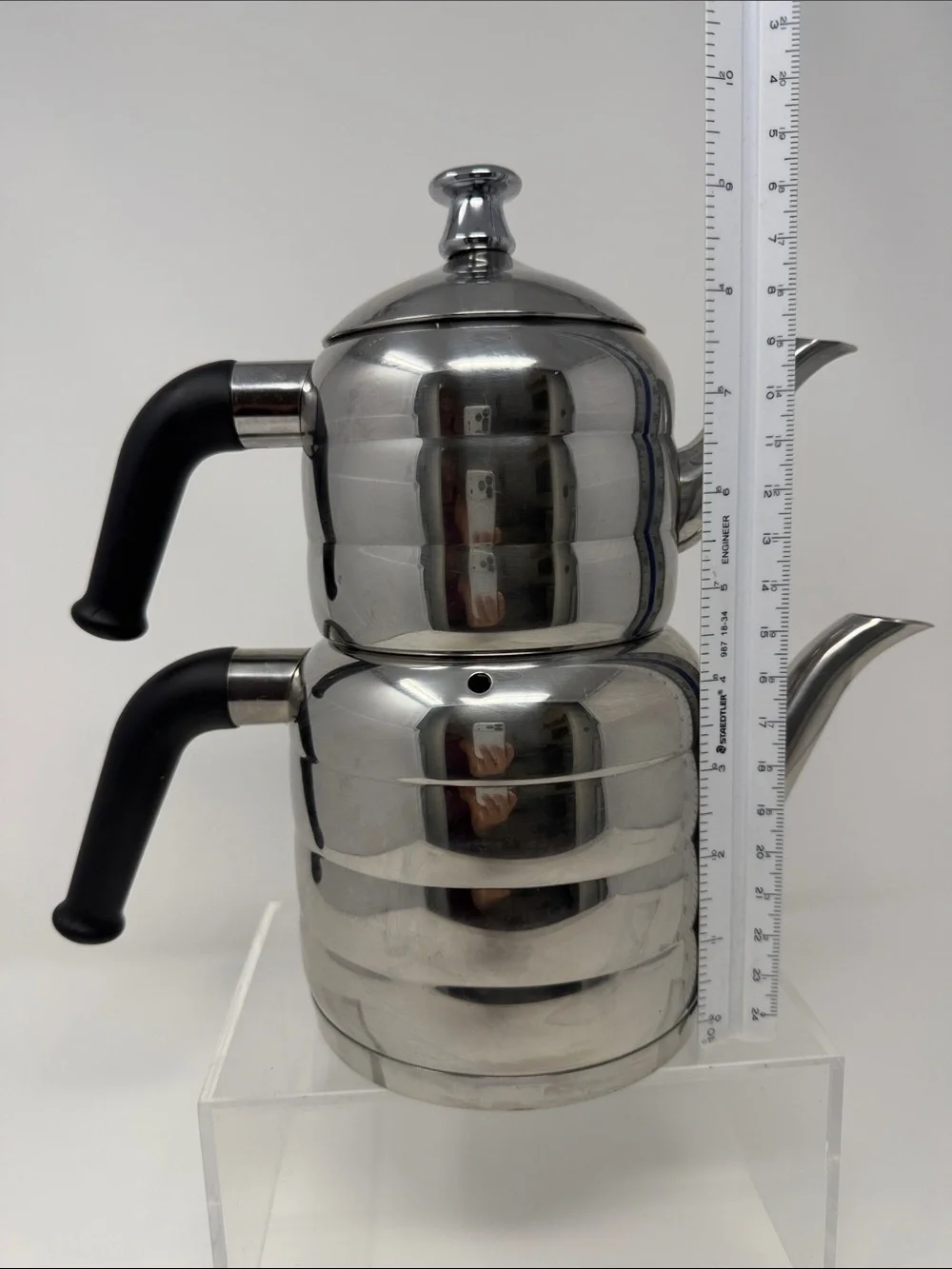 Korkmaz Stainless Steel Double Teapot ( Caydanlik) Midi Version